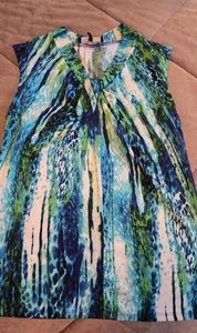 Sleeveless Blouse, blue green